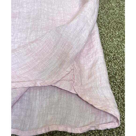 JJill Love Linen Sz L Pink LS button Short Curved Hem corners reinforced - Picture 4 of 9